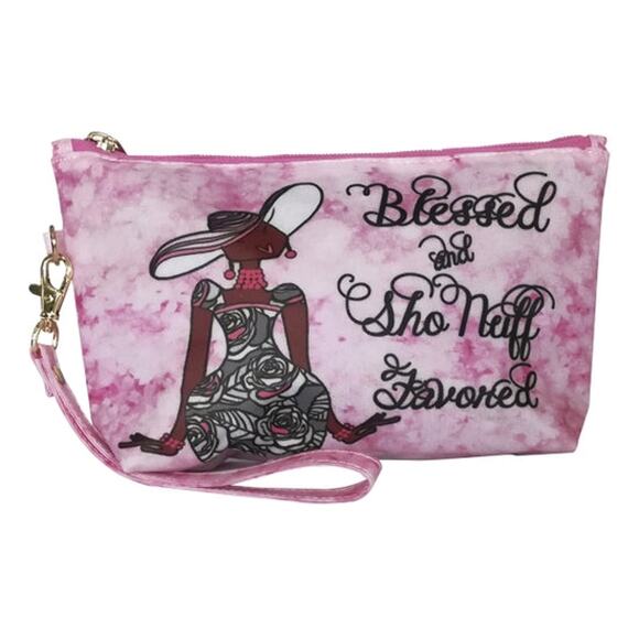 Shades of Color Statement Makeup Pouch | Blessed & Sno Nuff Favored - Picture 1 of 1